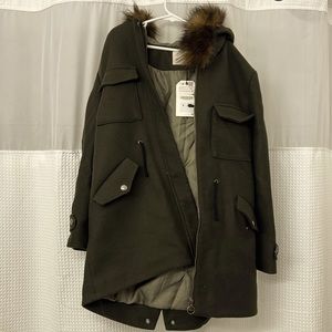Zara kids green winter coat